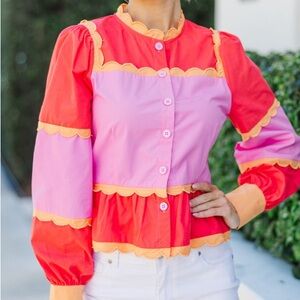 TCEC In Turn Pink Scalloped Blouse